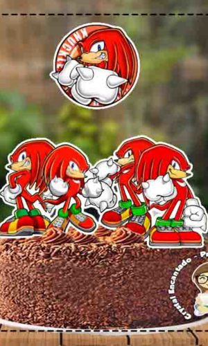 Topo de Bolo Sonic Knuckles - Ref 1600 Arquivo Digital
