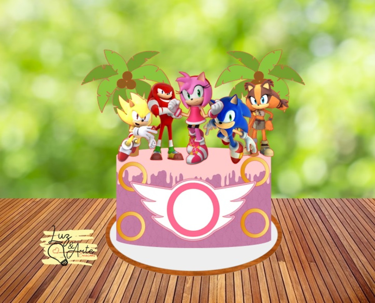 Topo de Bolo Sonic Menina - Arquivo de Corte Studio/PDF - Imagem 2