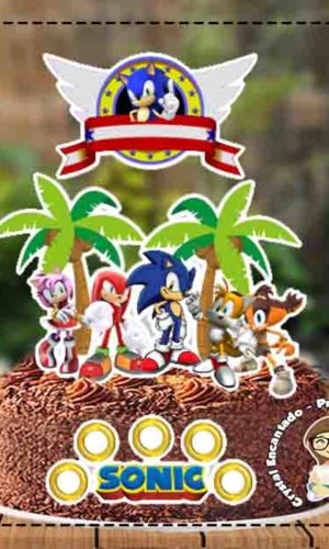 Topo De Bolo Sonic - Ref 1669 - Arquivo Digital