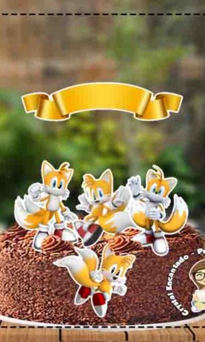 Topo de Bolo Sonic Tails - Ref 2860 Arquivo Digital