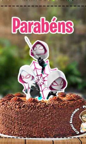 Topo de Bolo Spider Gwen - Ref 1475 Arquivo Digital
