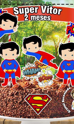 Topo de Bolo Super Homem Cute - Ref 5011 Arquivo Digital
