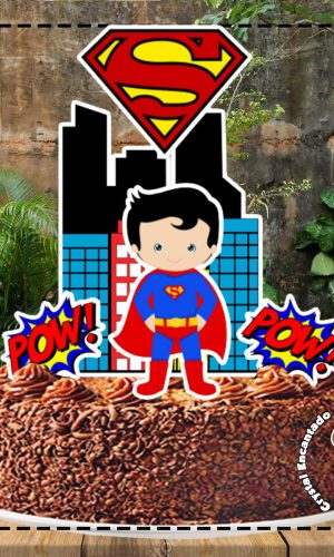 Topo de Bolo Super Homem Cute - Ref 5001 Arquivo Digital