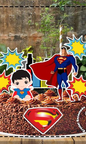 Topo de Bolo Super Homem Super Pai -ref 5012 Arquivo Digital