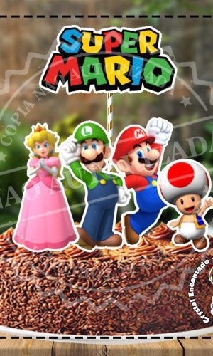 Topo de Bolo Super Mario Bros - Ref 2821 Arquivo Digital