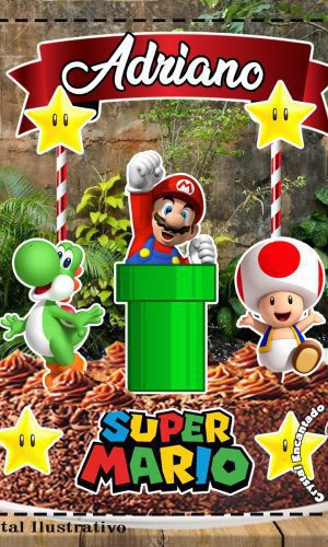 Topo de Bolo Super Mario Bros - Ref 5020 Arquivo Digital
