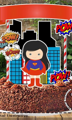 Topo de Bolo Super Mulher Cute - Ref 5013 Arquivo Digital