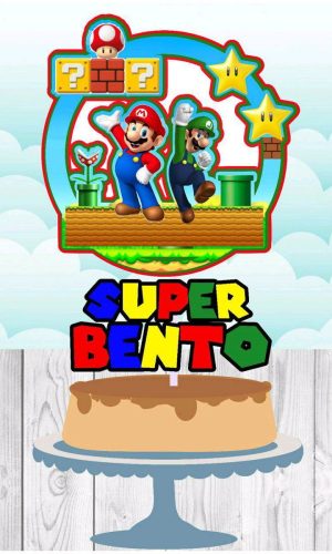 Topo de Bolo Super Mario Bros (1) + 4 Arquivos a Sua Escolha
