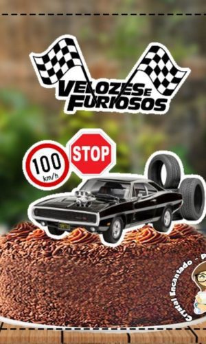 Topo de Bolo Velozes e Furiosos Carro 5033 Arquivo Digital