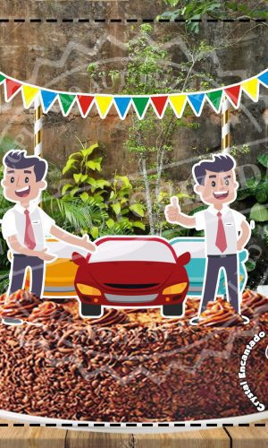 Topo de Bolo Vendedor de Carros - Ref 1324 Arquivo Digital