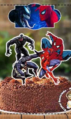 Topo de Bolo Venon e Homem Aranha - Ref 3481 Arquivo Digital