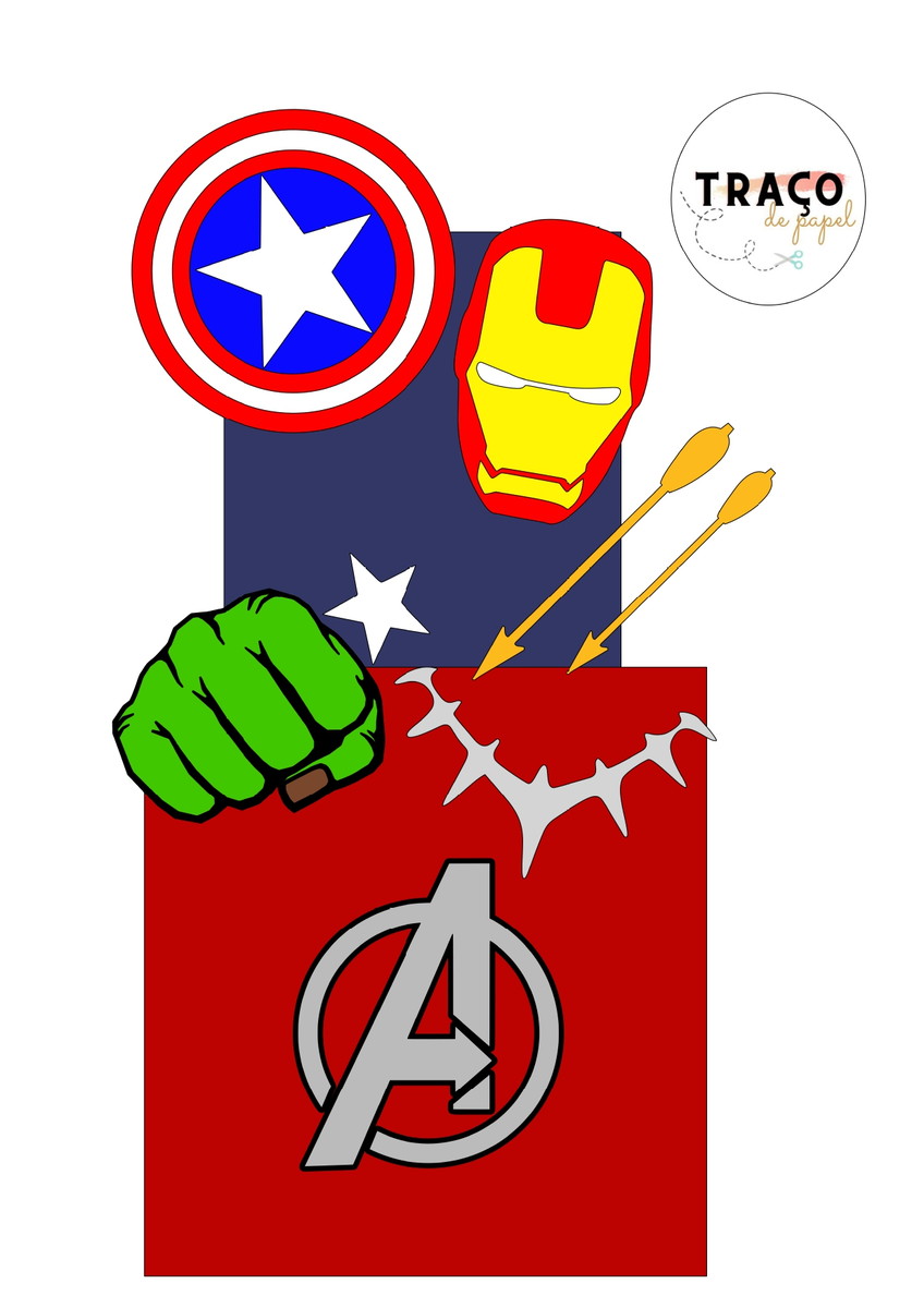 Topo de Bolo VINGADORES - 100% Camadas (ARQUIVO DIGITAL)
