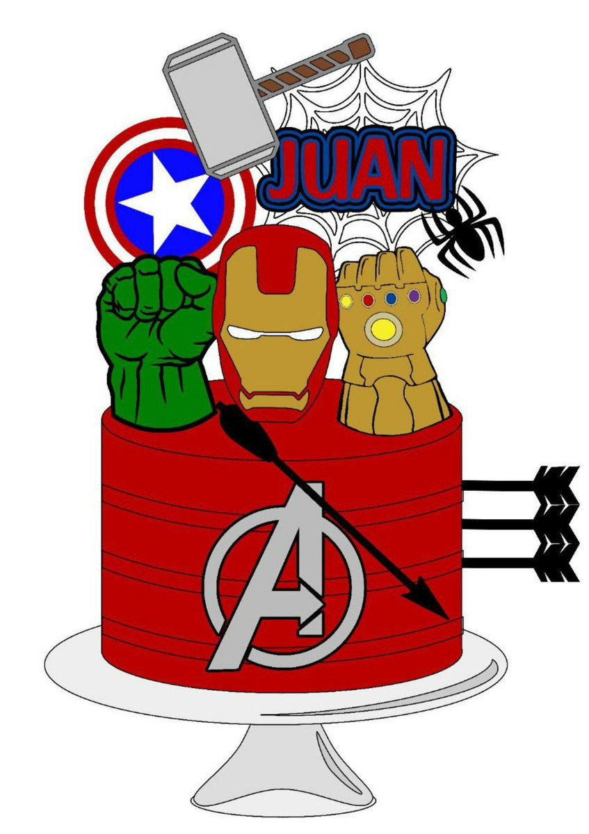 Topo De Bolo Vingadores 2 + 4 Arquivos A Sua Escolha