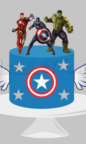 Topo de Bolo Vingadores- Arquivo de Corrte