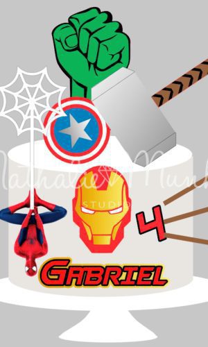 Topo de Bolo Vingadores com Martelo - Arquivo de Corte