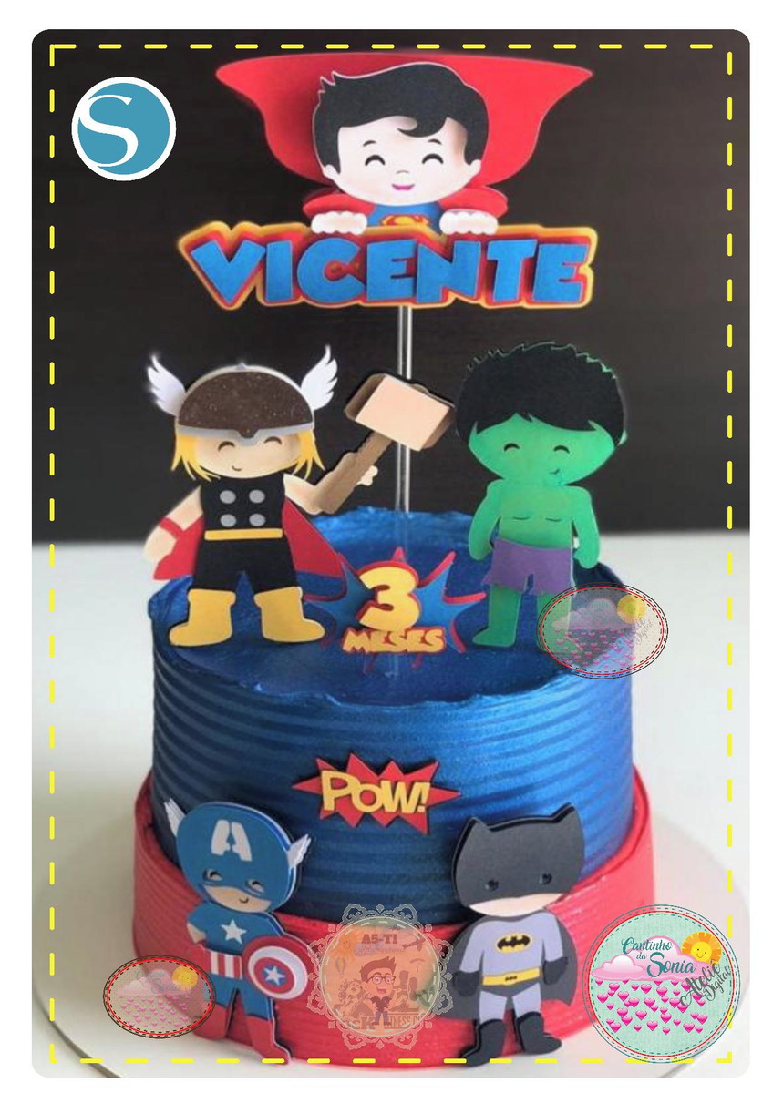 Topo de bolo VINGADORES CUTE CAMADAS - 1422 STUDIO