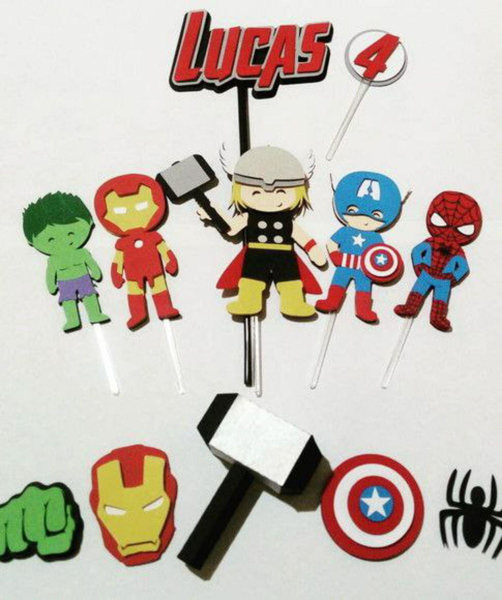 Topo Vingadores Cute em Camadas + 4 Arquivos a Sua Escolha