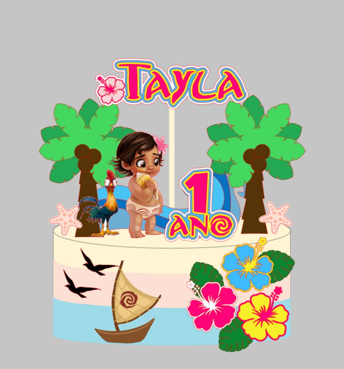 Topo Moana - Arquivo De Corte Silhouette (cód. T254)