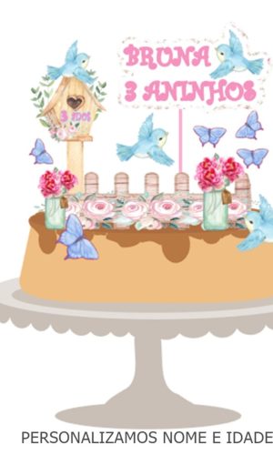 Topo de Bolo Jardim Encantado -arquivo Digital pdf ou Studio