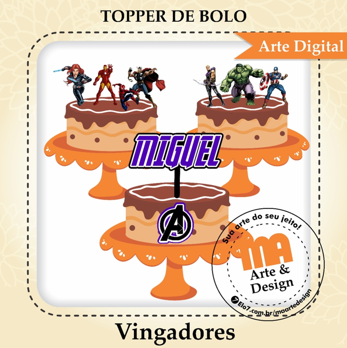 Arquivo de Corte Topo de Bolo os Vingadores