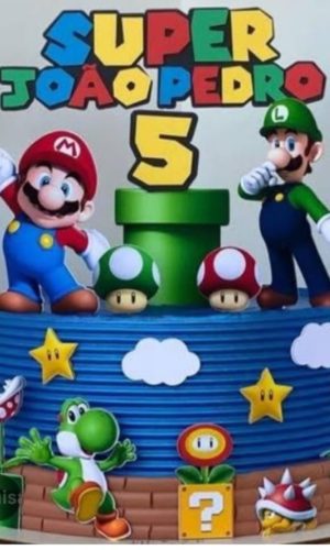 Topper Super Mario + 4 Arquivos a Sua Escolha