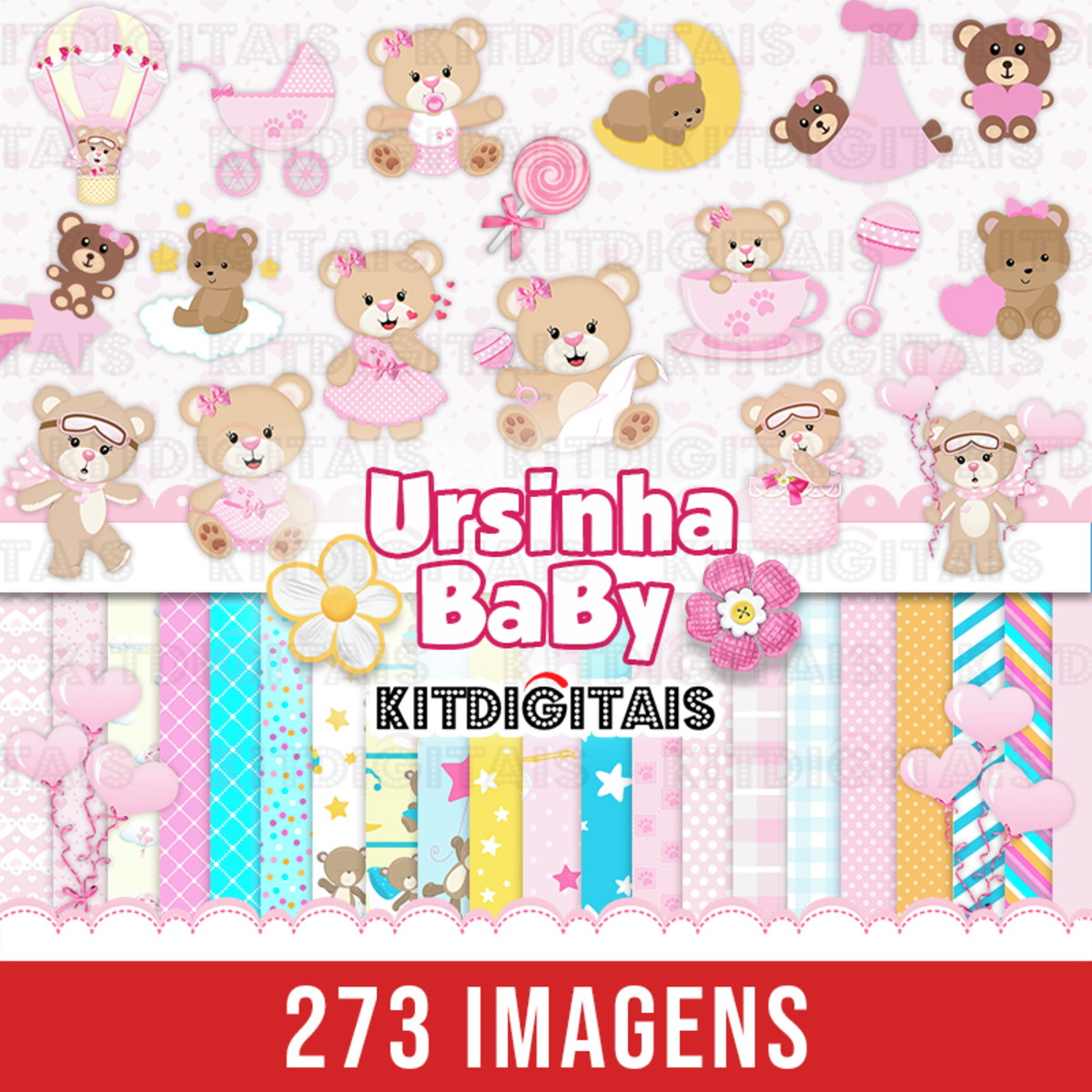 Ursinha Baby Menina Kit Digital