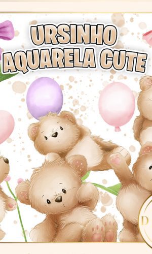 Ursinho Aquarela Cute Kit Digital