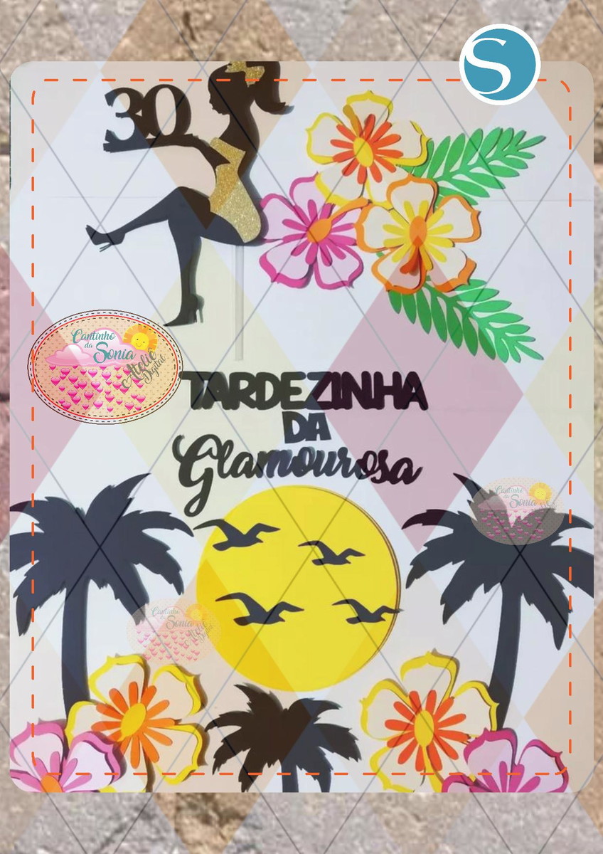 005yy Arquivo Topo de Bolo Menina Tardezinha Camadas Studio