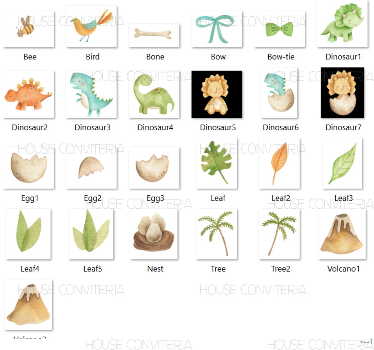 010 - Kit Digital Dino Baby Aquarela - (pague 1 Leve 2)
