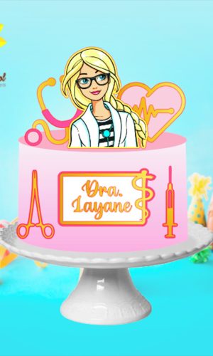 013 Arquivo de Corte Topo de Bolo Barbie Médica Ganhe +3prod