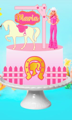 014 Arquivo Topo de Bolo Barbie Cowgirl Ganhe +produtos