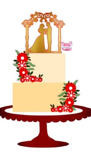 #056 Topo bolo noivos silhueta casamento camadas studio 3D