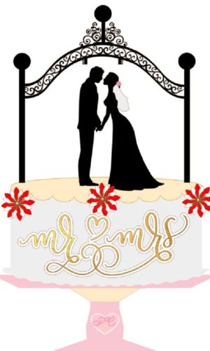 #057 Topo bolo noivos silhueta casamento camadas studio 3D 2