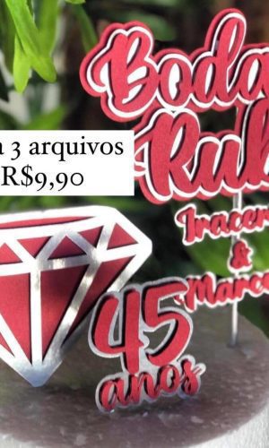 100% 3D ARQUIVO DE CORTE em camadas - TOPO BODAS DE RUBI