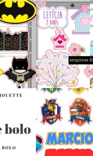 14 arquivos Silhouette topo de bolo Panda Batman outros