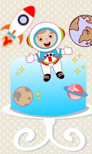 #1606 Arquivo Digital corte Topo de bolo Astronauta CAMADAS
