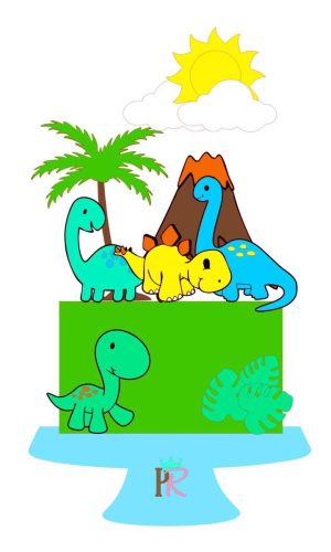 #1652 Arquivo de corte Topo de Bolo Dinossauro CAMADA STUDIO