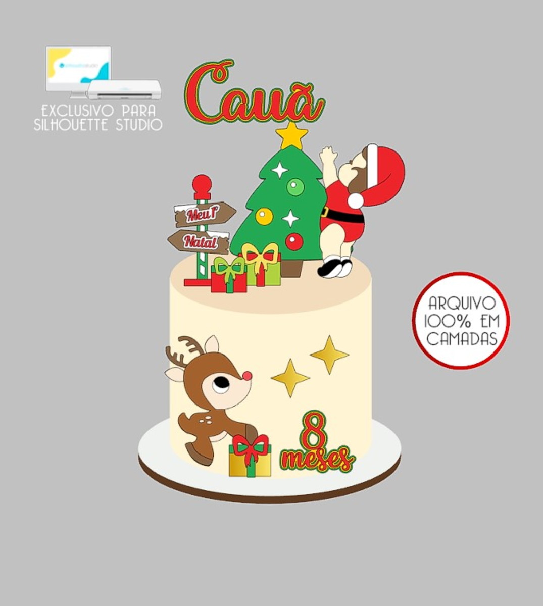 174 - Arquivo Topo de Bolo Natal Menino
