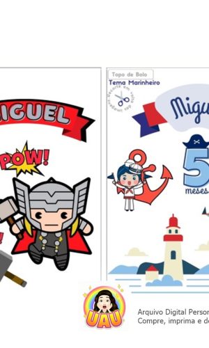 Topo de Bolo Personalizados - Thor ou Marinheiro em pdf