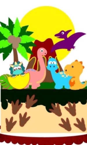 #2042 Arquivo corte Topo de Bolo Dinossauros CAMADAS STUDIO