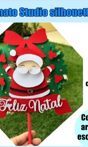 208 - Arquivo de Corte Topo de Bolo Papai Noel Guirlanda