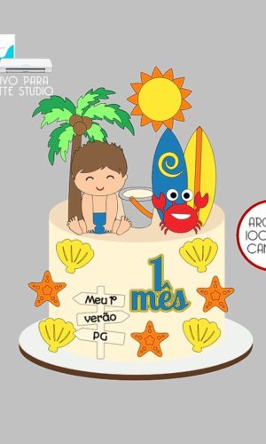 207 - Arquivo Topo de Bolo Praia Verão Menino