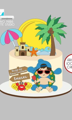 209 - Arquivo Topo de Bolo Praia Verão Menino