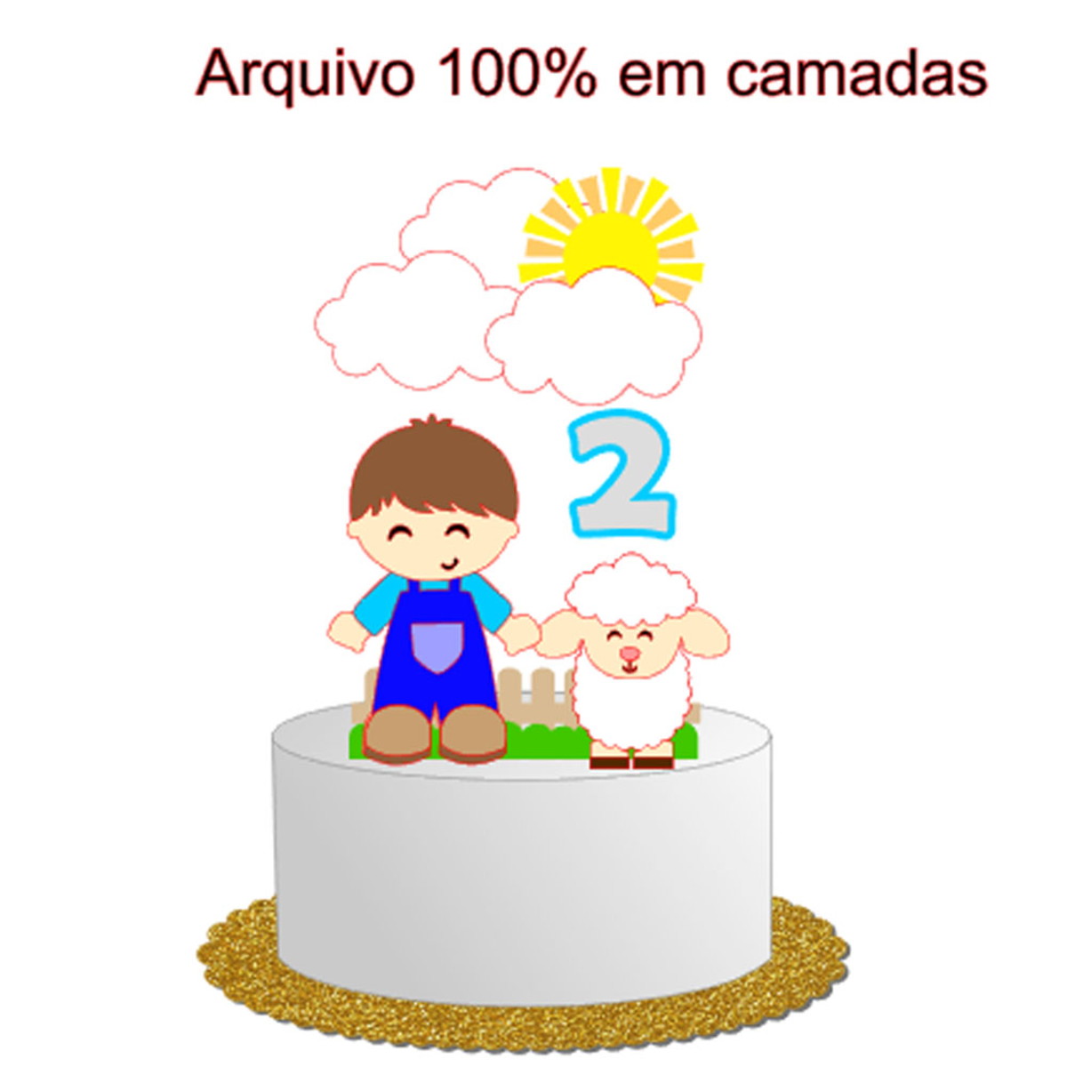 249 Arquivo de corte topo de bolo menino e ovelinha