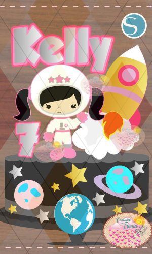 2530 - Arquivo Topo Astronauta Menina Camadas - Studio