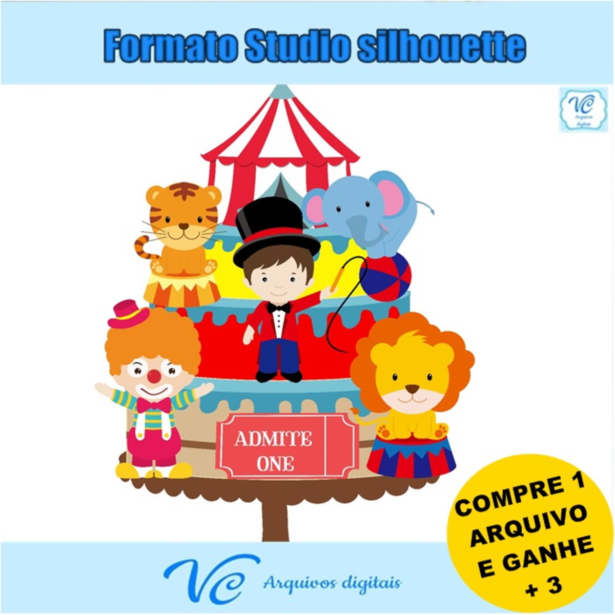 302- Topo de bolo Circo Menino Arquivo corte - NÃO É CAMADA