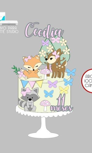 33 - Arquivo Topo de Bolo Raposinha Animais