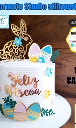 343- Arquivo de Corte Topo de Bolo Silhueta Coelho da Páscoa