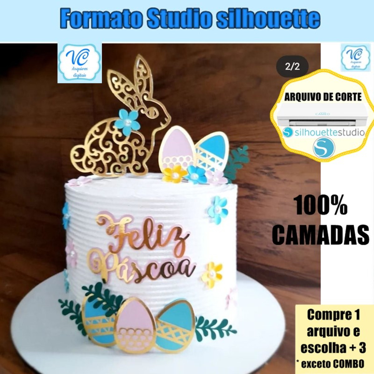 343- Arquivo de Corte Topo de Bolo Silhueta Coelho da Páscoa