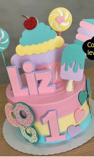 357 - Arquivo de corte topo de bolo guloseimas em camadas